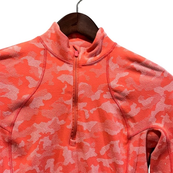 Lululemon Its Rulu Run Cropped Half Zip Camo Pale Raspberry Pink Mist Size 6 - Picture 4 of 14